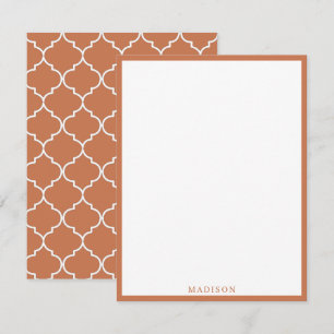 Terracotta Mediterranean Moroccan Pattern Notitiekaartje