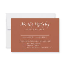 Terracotta Menu Choice Wedding RSVP-kaart