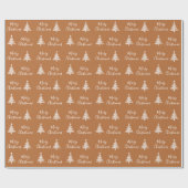 Terracotta Merry Kerstwitte kerstboom Cadeaupapier (Vlak)