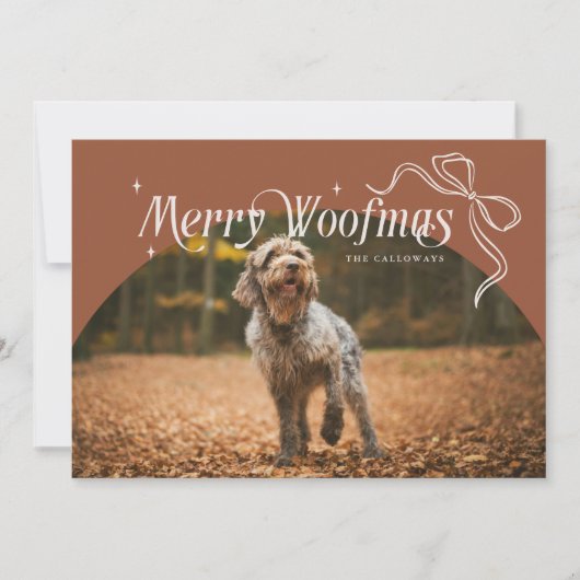 Terracotta Merry Woofmas Dog Christmas Feestdagenkaart (Voorkant)