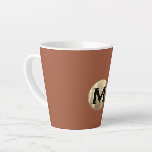 Terracotta Metallic Gold Monogram Latte Mok (Linkerhoek)