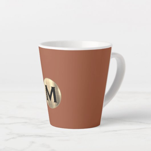 Terracotta Metallic Gold Monogram Latte Mok (Rechterhoek)