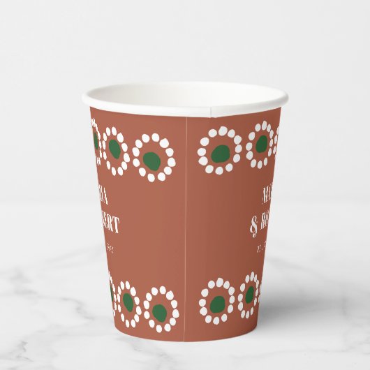 Terracotta Mexicaanse Boho Barro bruiloft Papieren Bekers (Rechts)