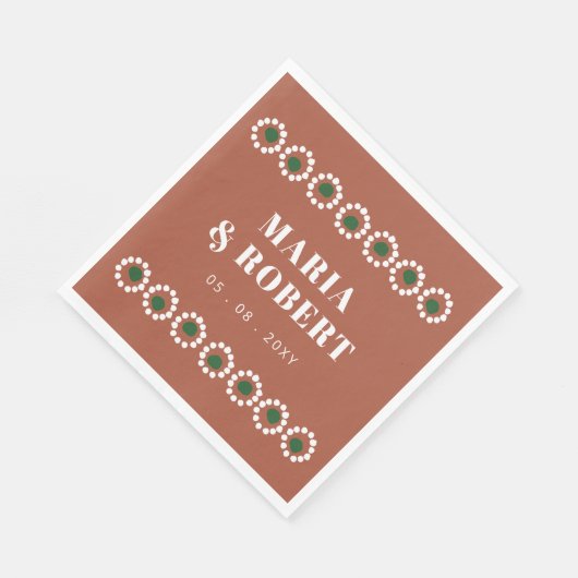 Terracotta Mexicaanse Boho Barro bruiloft Servet (Hoek)