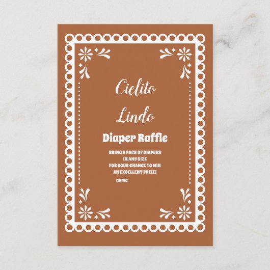 Terracotta Mexicaanse Cielito Lindo Diapper Raffle Informatiekaartje (Voorkant)