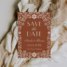 Terracotta Mexicaanse Huwelijks  Save The Date