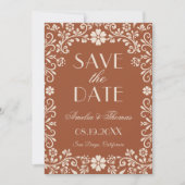 Terracotta Mexicaanse Huwelijks Save The Date (Voorkant)