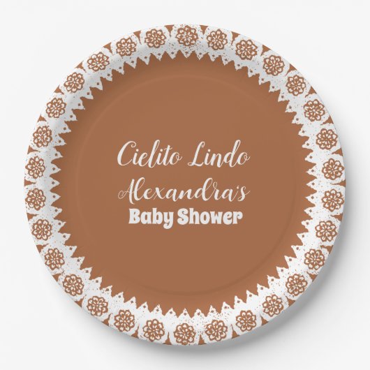 Terracotta Mexican Cielito Lindo Baby shower Papieren Bordje (Voorkant)