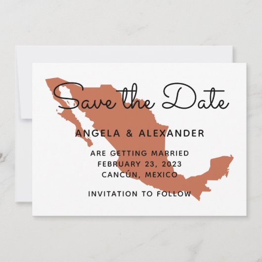 Terracotta Mexican Destination Wedding Save The Date (Voorkant)