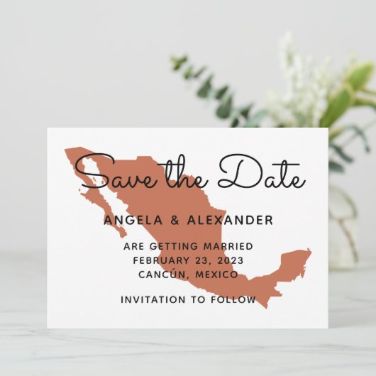 Terracotta Mexican Destination Wedding Save The Date (Staand voorkant)