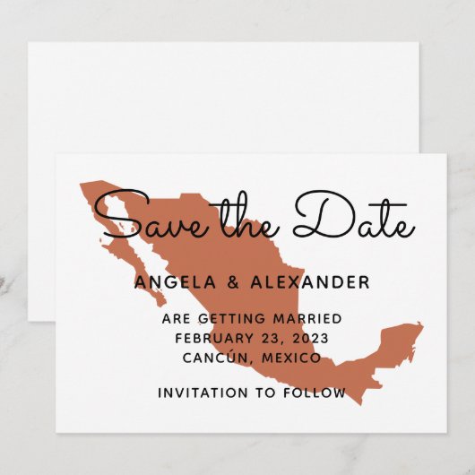 Terracotta Mexican Destination Wedding Save The Date (Voorkant / Achterkant)