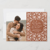 Terracotta Mexican Wedding Save the Date Briefkaar (Voorkant)