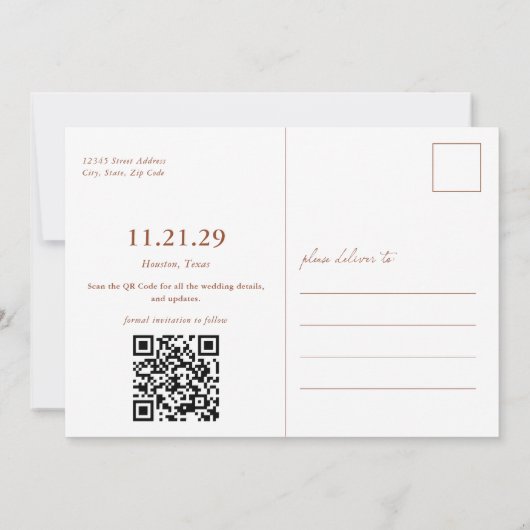 Terracotta Mexican Wedding Save the Date Briefkaar (Achterkant)