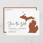 Terracotta Michigan Kaart QR Code Opslaan van de D (Voorkant / Achterkant)