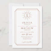 Terracotta Mid Century 70s Monogram Foto Wedding Kaart (Voorkant)