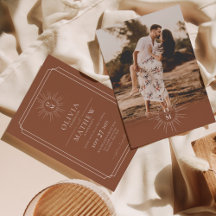 Terracotta Mid Century 70s Monogram Foto Wedding