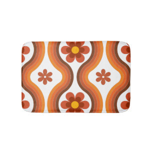 Terracotta Mid Century Modern Floral Rainbow Retro Badmat