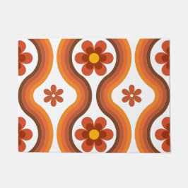 Terracotta Mid Century Modern Floral Rainbow Retro Deurmat