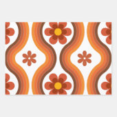 Terracotta Mid Century Modern Floral Rainbow Retro Inpakpapier Vel (Voorkant 3)