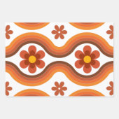 Terracotta Mid Century Modern Floral Rainbow Retro Inpakpapier Vel (Voorkant 2)