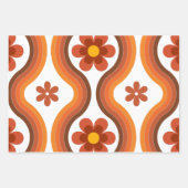 Terracotta Mid Century Modern Floral Rainbow Retro Inpakpapier Vel (Voorkant)