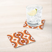 Terracotta Mid Century Modern Floral Rainbow Retro Kartonnen Onderzetters (Insitu)