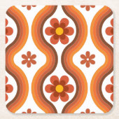 Terracotta Mid Century Modern Floral Rainbow Retro Kartonnen Onderzetters (Voorkant)