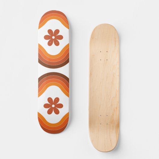 Terracotta Mid Century Modern Floral Rainbow Retro Persoonlijk Skateboard (Voorkant)