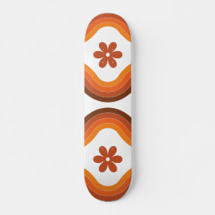Terracotta Mid Century Modern Floral Rainbow Retro Persoonlijk Skateboard