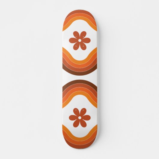 Terracotta Mid Century Modern Floral Rainbow Retro Persoonlijk Skateboard (Voorkant)