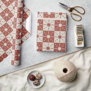 Terracotta Mid-Century Modern Starburst Pattern Cadeaupapier
