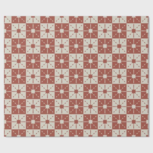 Terracotta Mid-Century Modern Starburst Pattern Cadeaupapier (Vlak)