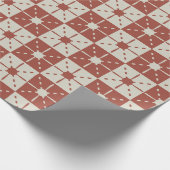 Terracotta Mid-Century Modern Starburst Pattern Cadeaupapier (Hoek)