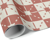 Terracotta Mid-Century Modern Starburst Pattern Cadeaupapier (Rol Hoek)