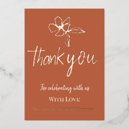  Terracotta Minimal Bloem Bruiloft Dank Je   Folie Uitnodiging