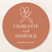 Terracotta Minimal Floral Wedding Decor/Favors Ronde Kartonnen Onderzetter (Voorkant)