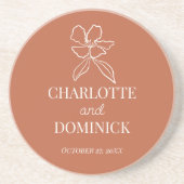 Terracotta Minimal Floral Wedding Decor/Favors Zandsteen Onderzetter (Voorkant)