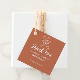 Terracotta Minimal Floral Wedding Favors Bedankjes Labels