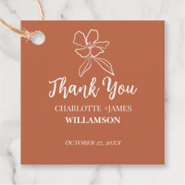 Terracotta Minimal Floral Wedding Favors Bedankjes Labels