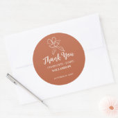 Terracotta Minimal Floral Wedding Favors Ronde Sticker (Envelop)