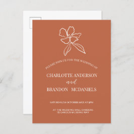 Terracotta Minimal Floral Wedding Invitation Uitnodiging Briefkaart