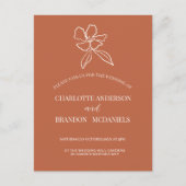 Terracotta Minimal Floral Wedding Invitation Uitnodiging Briefkaart (Voorkant)