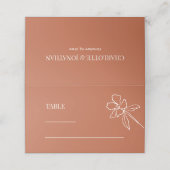 Terracotta Minimal Floral Wedding Plaatskaartje (Buitenkant ongevouwen)
