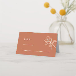 Terracotta Minimal Floral Wedding Plaatskaartje