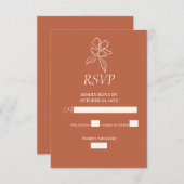 Terracotta Minimal Floral Wedding RSVP Kaart (Voorkant / Achterkant)