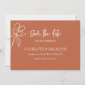 Terracotta Minimal Floral Wedding Save the Date (Voorkant)