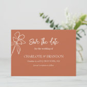 Terracotta Minimal Floral Wedding Save the Date (Staand voorkant)