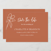 Terracotta Minimal Floral Wedding Save the Date (Voorkant / Achterkant)