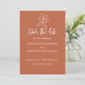 Terracotta Minimal Floral Wedding Save the Date (Staand voorkant)