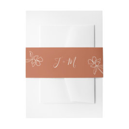 Terracotta Minimal Floral Wedding Uitnodigingen Wikkel